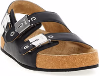 Black Calfskin Flat Sandals 2