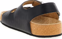 Black Calfskin Flat Sandals 3