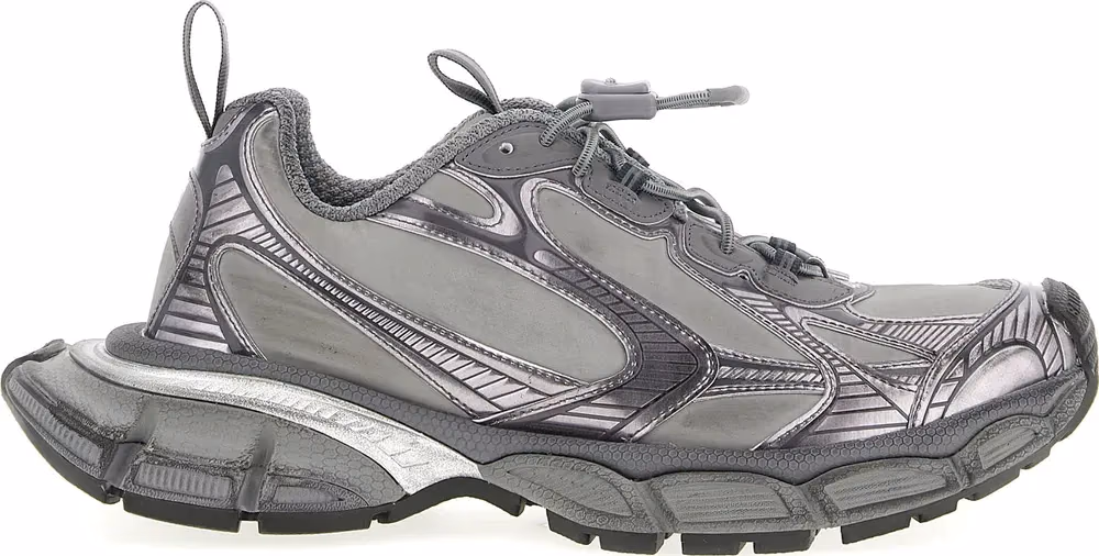 Gray Polyester Athletic Sneakers