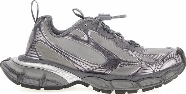 Gray Polyester Athletic Sneakers