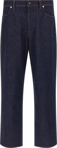 Blue Cotton Straight-Leg Jeans