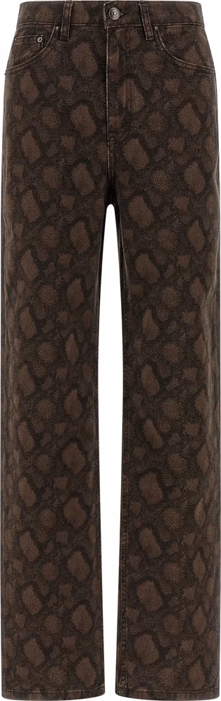 Brown Cotton Straight-Leg Jeans
