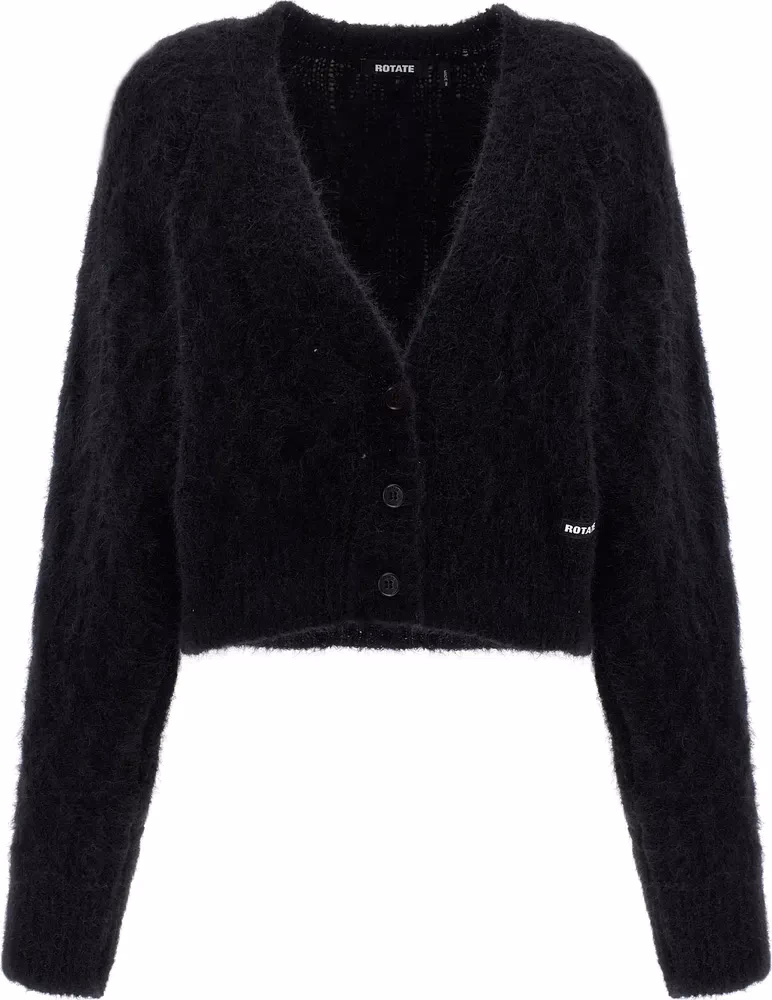 Black Alpaca Leather Cardigan