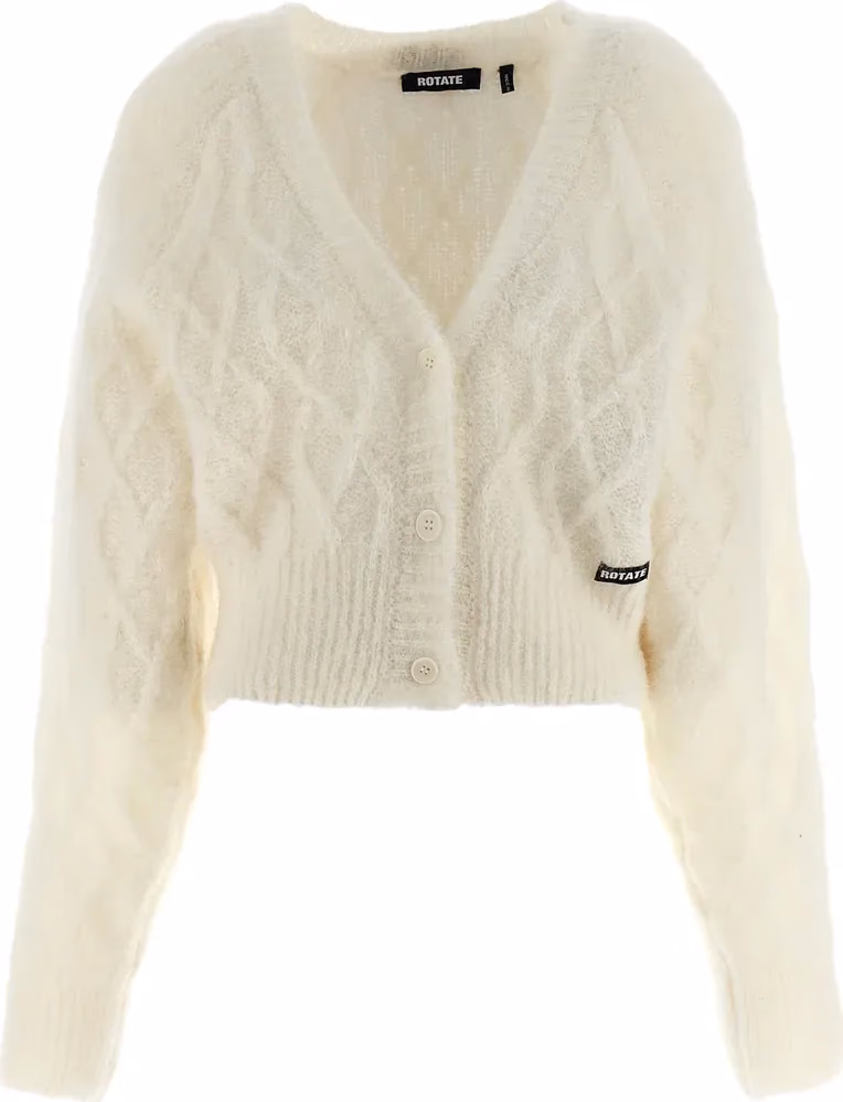 White Alpaca Leather Cardigan