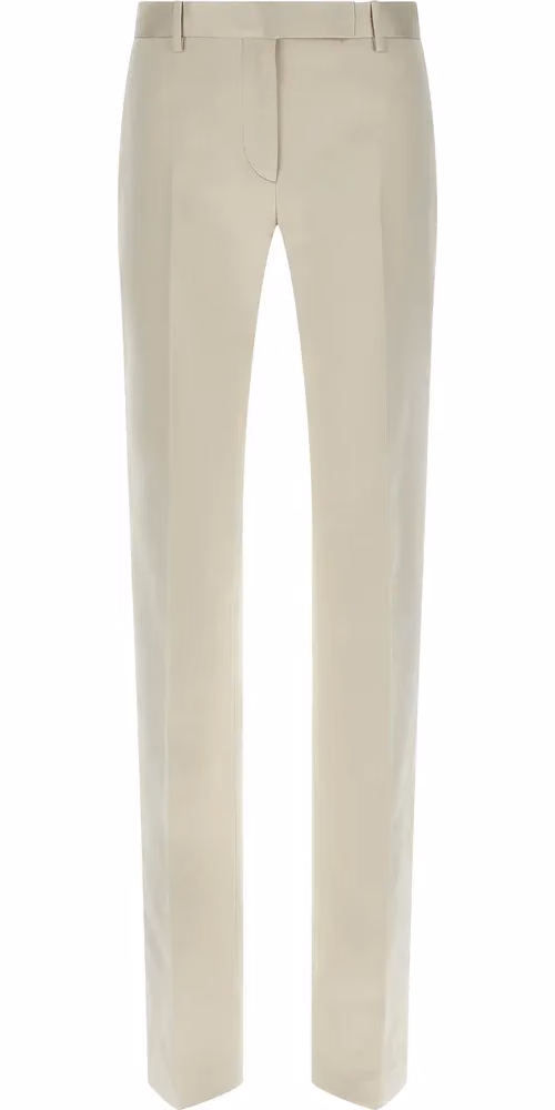Beige Cotton Dress Pants
