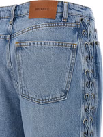 Blue Cotton Straight-Leg Jeans 5