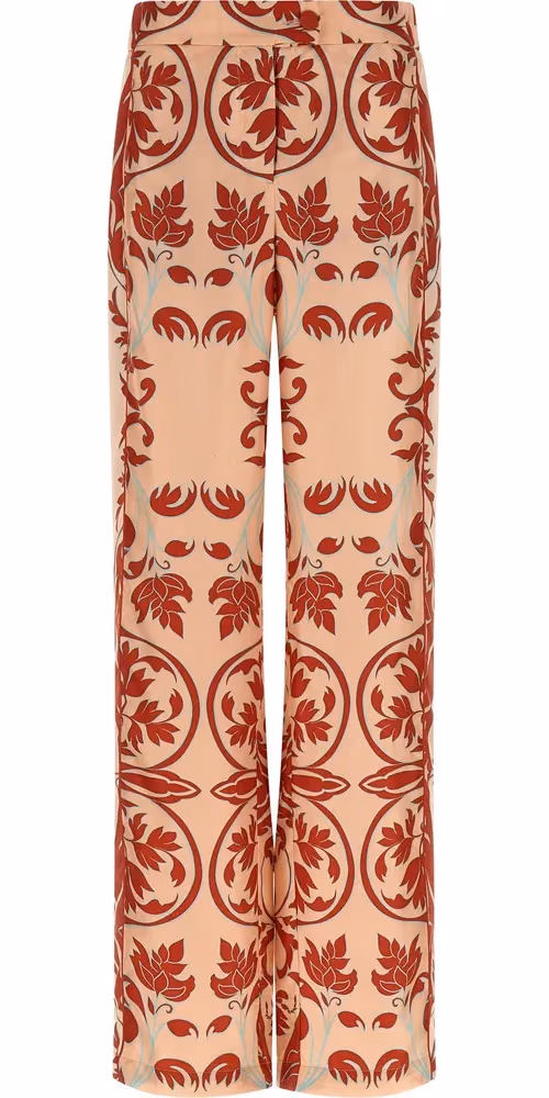 Multicolor Silk Casual Pants