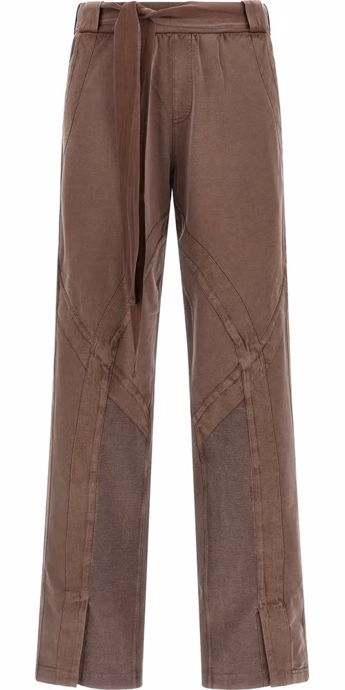 Brown Cotton Casual Pants