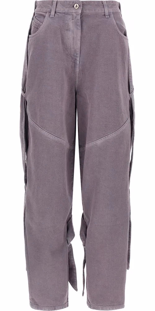Purple Cotton Cargo Pants