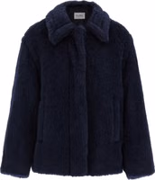 Blue Alpaca Leather Coat 1