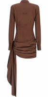 Brown Cotton Short Dress 2
