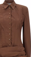 Brown Cotton Short Dress 3