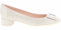 Gray Calfskin Mid Heel Pumps 1