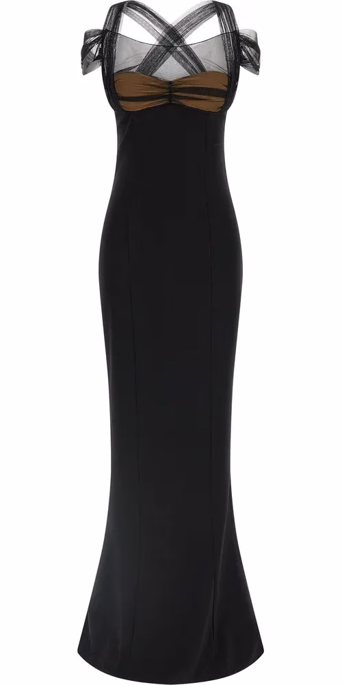 Black Viscose Long Dress