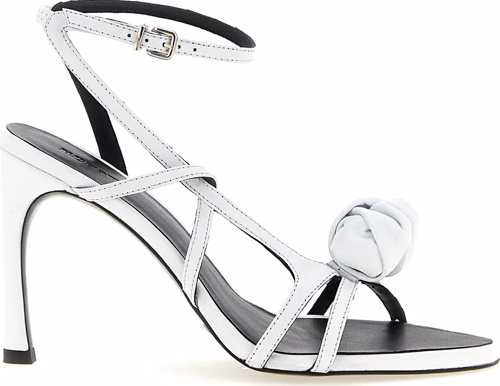 White Calfskin Stiletto Heel Sandals