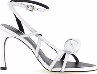 White Calfskin Stiletto Heel Sandals 1
