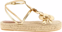 Gold Leather Flat Sandals 1