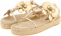 Gold Leather Flat Sandals 2