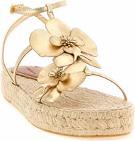 Gold Leather Flat Sandals 3