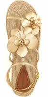 Gold Leather Flat Sandals 5