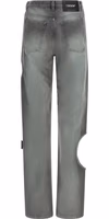 Gray Cotton Straight-Leg Jeans 2