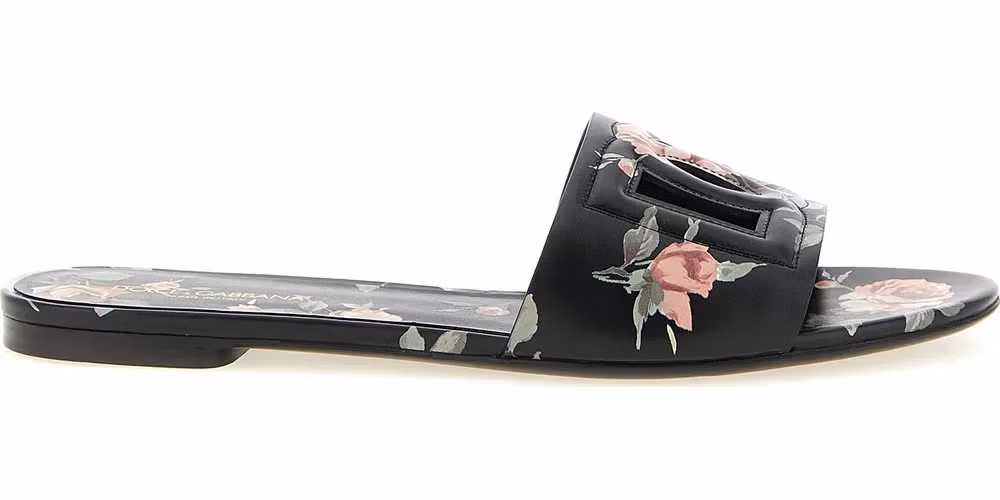 Black Calfskin Slides