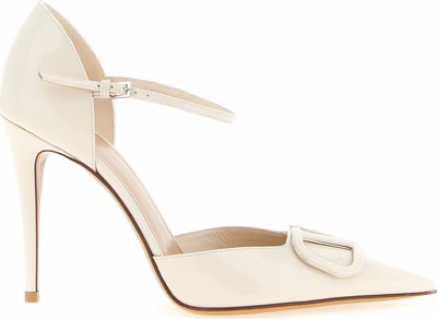 White Calfskin High Heel Pumps