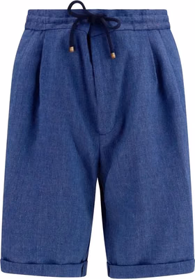 Blue Linen Bermuda Shorts