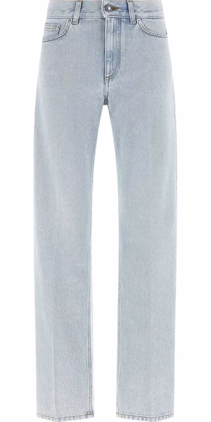 Blue Cotton Straight-Leg Jeans