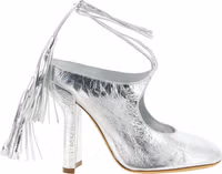 Silver Lamb Leather High Heel Pumps 1