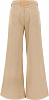 Beige Cotton Flared Pants 2