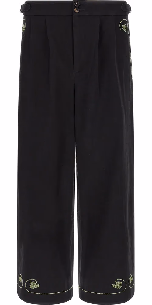 Black Cotton Casual Pants