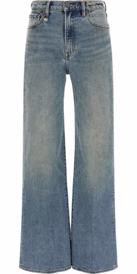 Blue Cotton Flared Jeans
