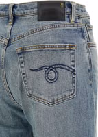 Blue Cotton Flared Jeans 4