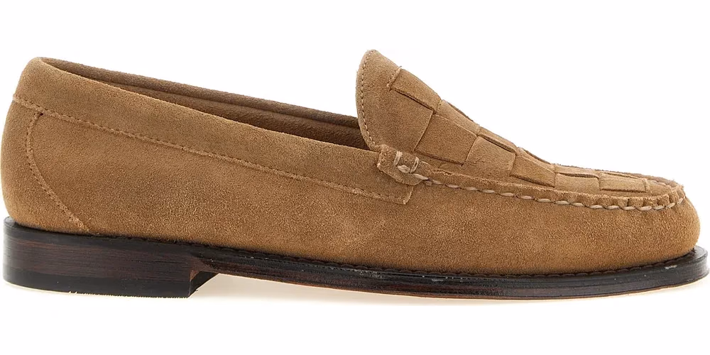 Beige Cowhide Slip-On Loafers