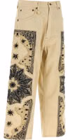 Beige Cotton Straight-Leg Jeans 3
