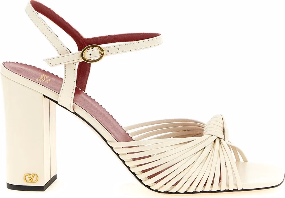 White Goatskin Stiletto Heel Sandals