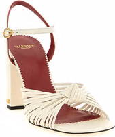 White Goatskin Stiletto Heel Sandals 2