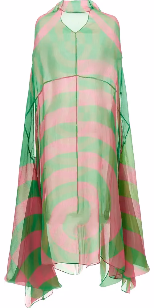 Bicolor Silk Midi Dress