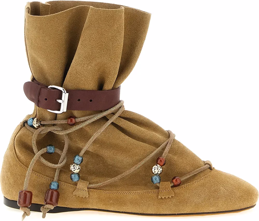 Beige Calfskin Ankle Boots