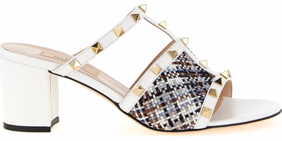 White Polyester Platform Sandals