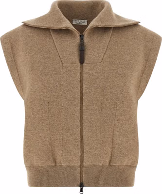 Beige Cashmere Sleeveless Jacket