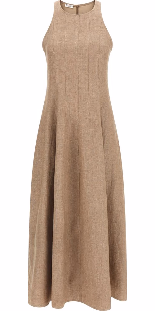 Beige Linen Long Dress