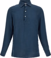 Blue Linen Polo Shirt 1