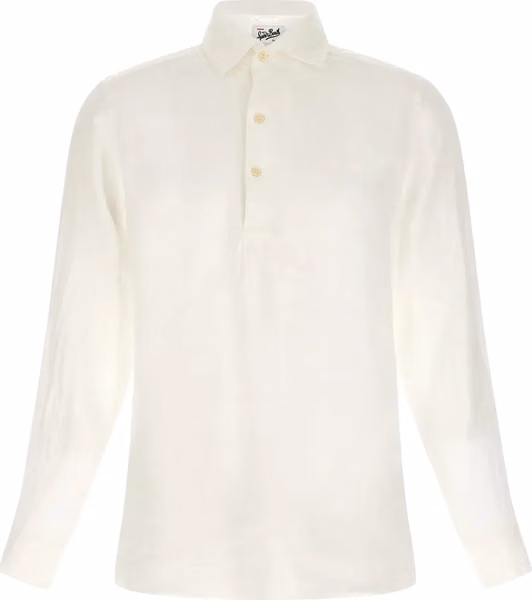 White Linen Polo Shirt