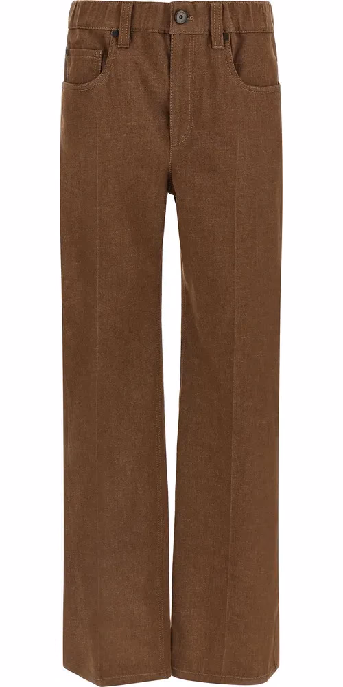 Brown Cotton Jeans Denim