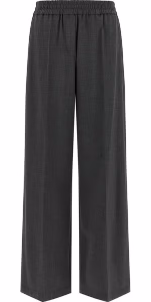 Gray Virgin Wool Flared Pants