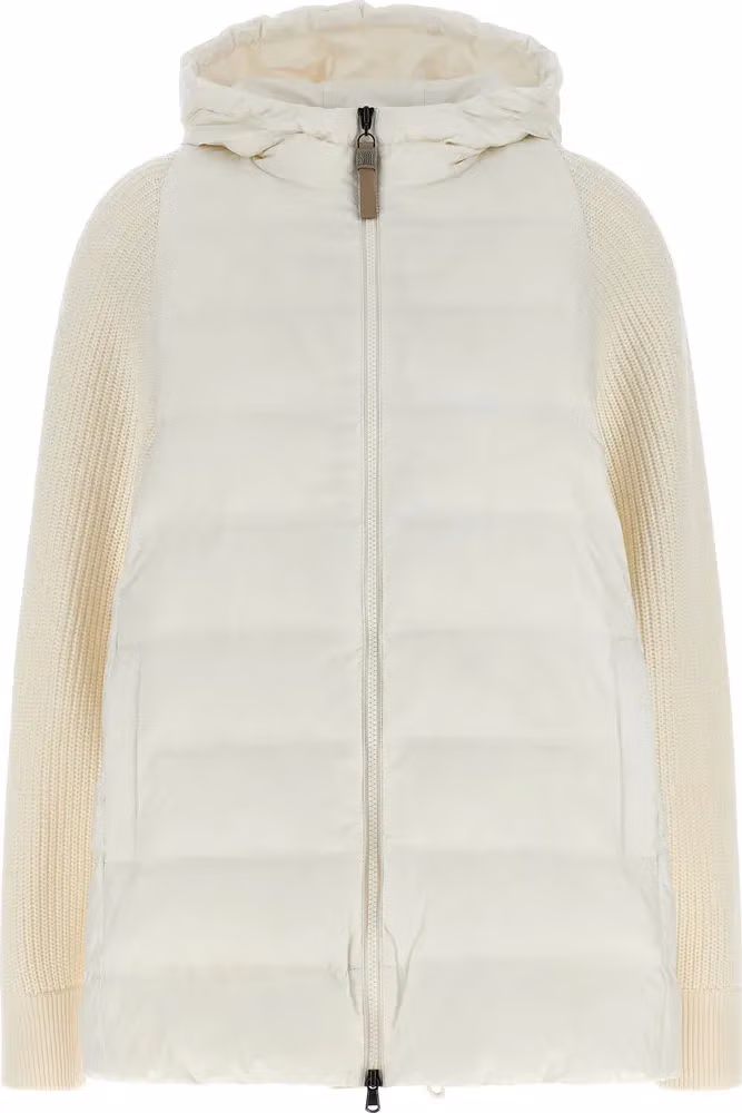 White Polyester Full-Length Jacket