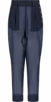 Blue Silk Casual Pants 1