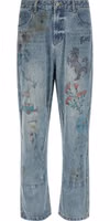 Blue Cotton Straight-Leg Jeans 1